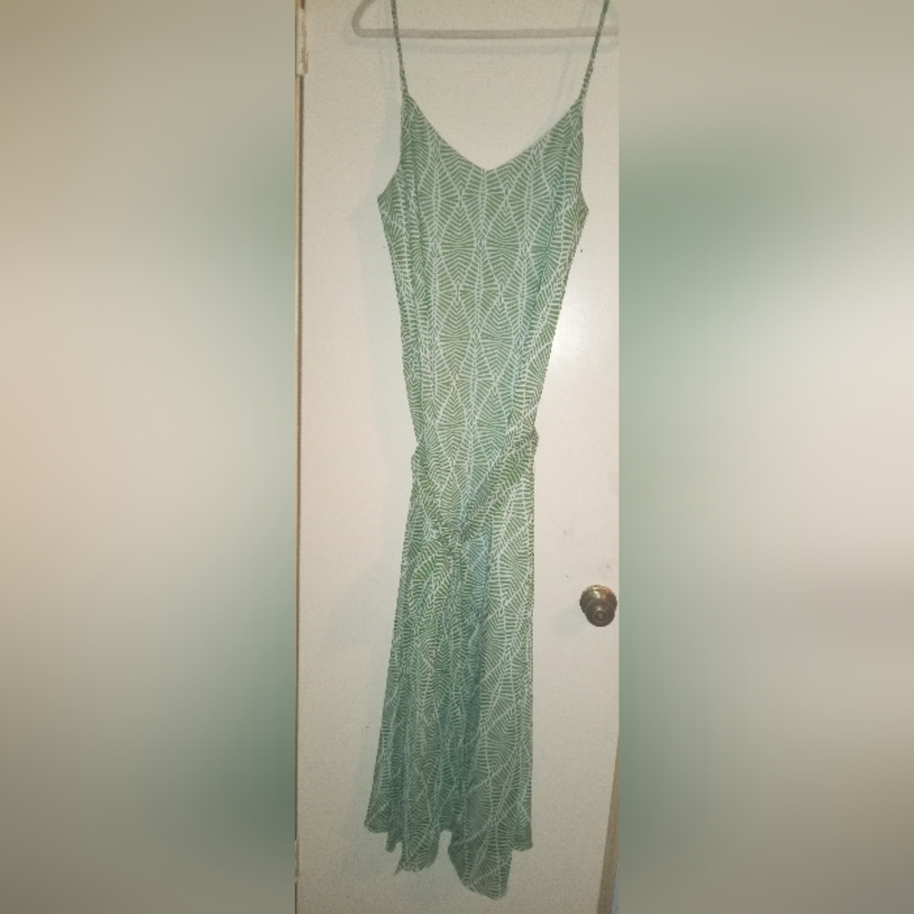 Gianni Bini Green Leaf Spaghetti Strap Maxi Dress Size XL